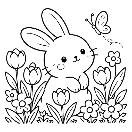 花间小兔线稿